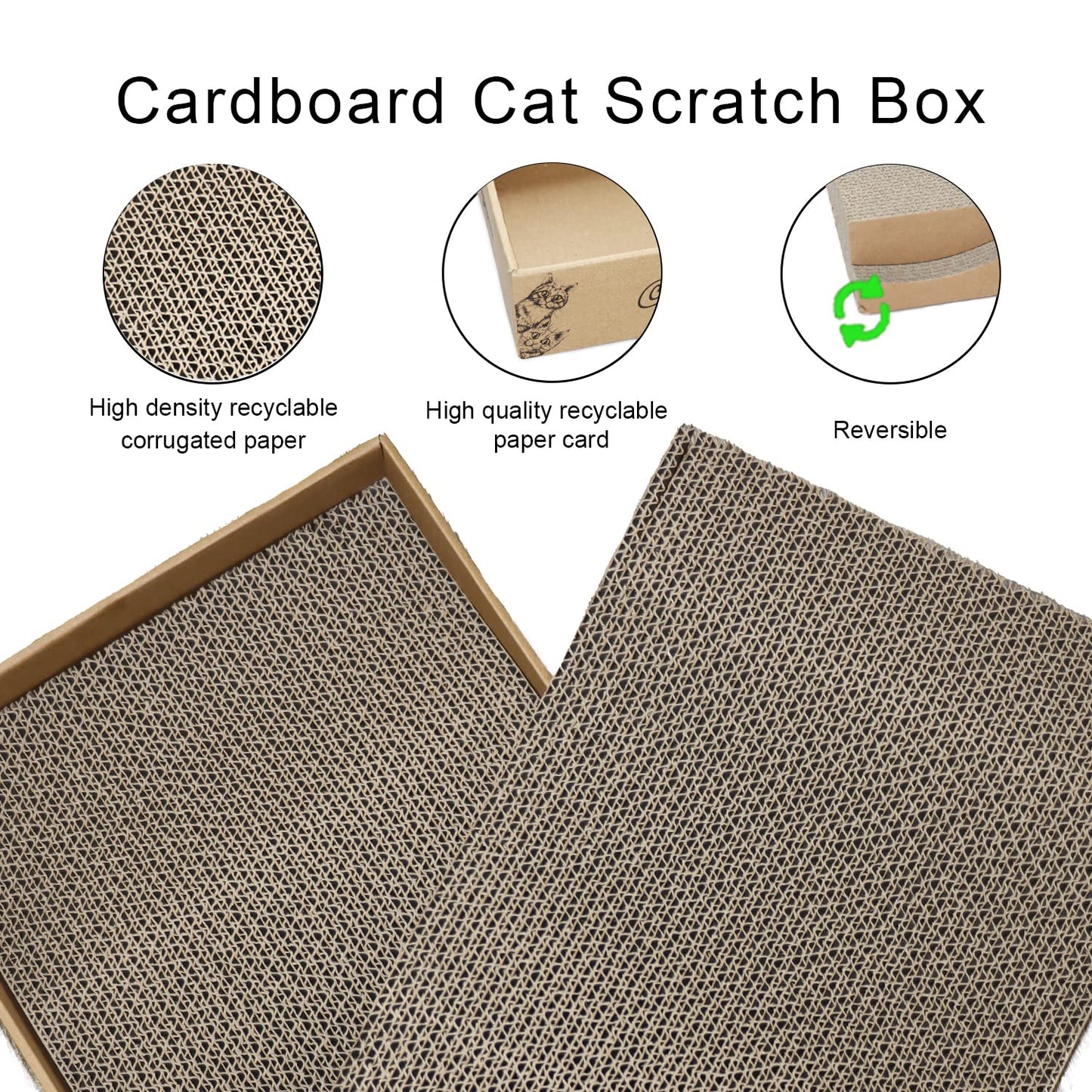 RUBMEOW Cat Scratch Pad Cardboard Scratcher Box,2PCS in 1 Pad