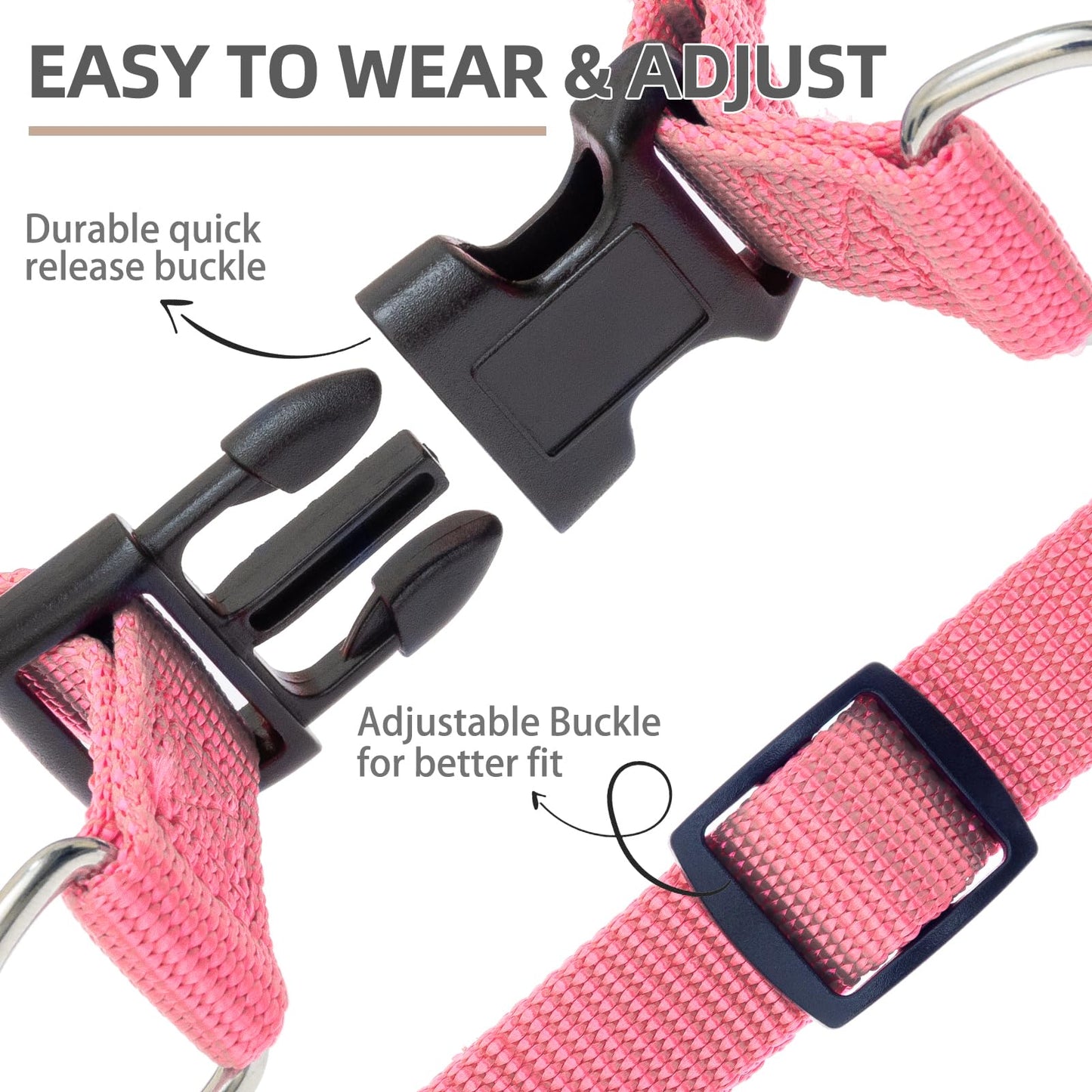 PUPTECK No Pull Dog Harness Soft Adjustable Basic Nylon Step Harness
