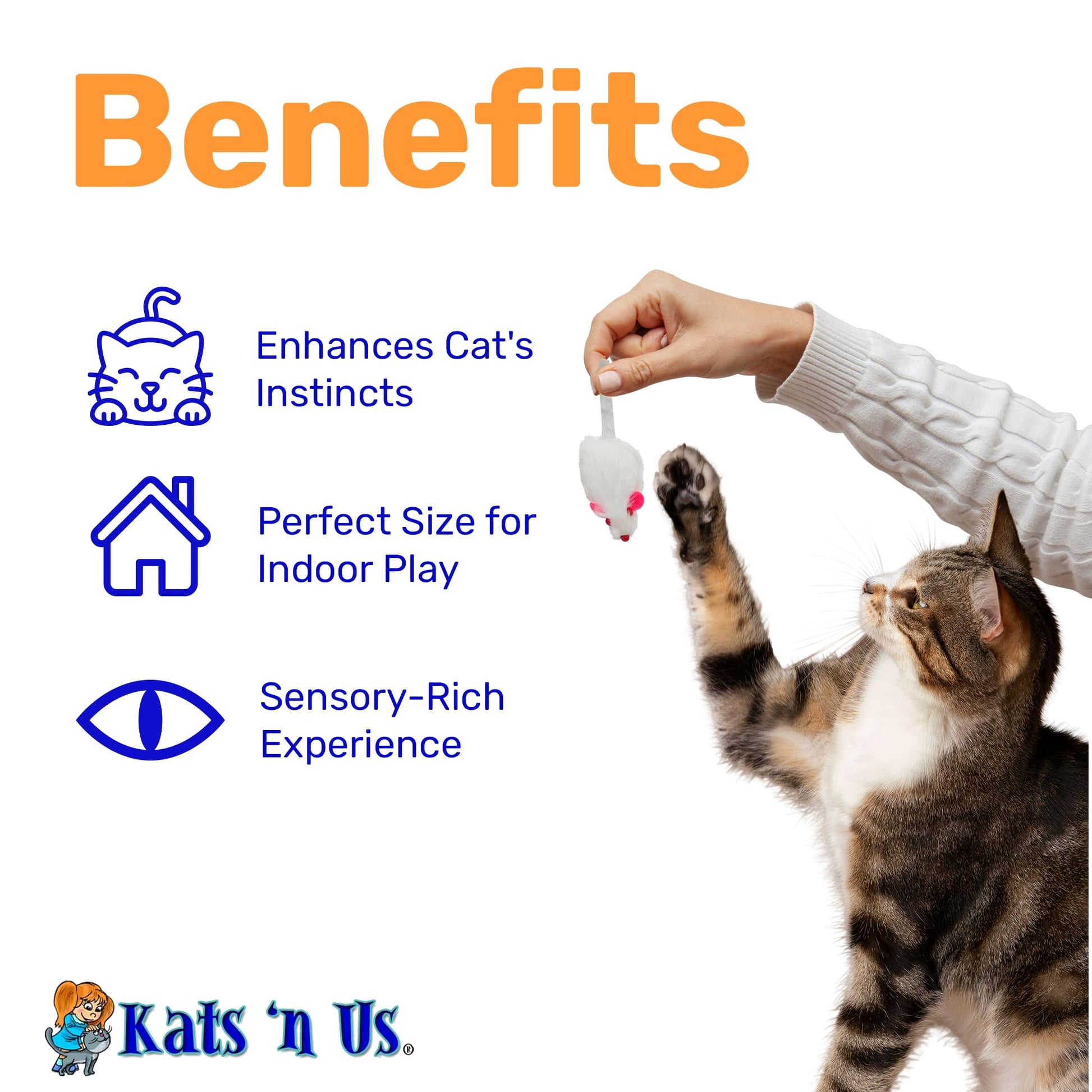 Kats'N Us Real Rabbit Fur Mouse Cat Toy NO Rattle Sound Toys