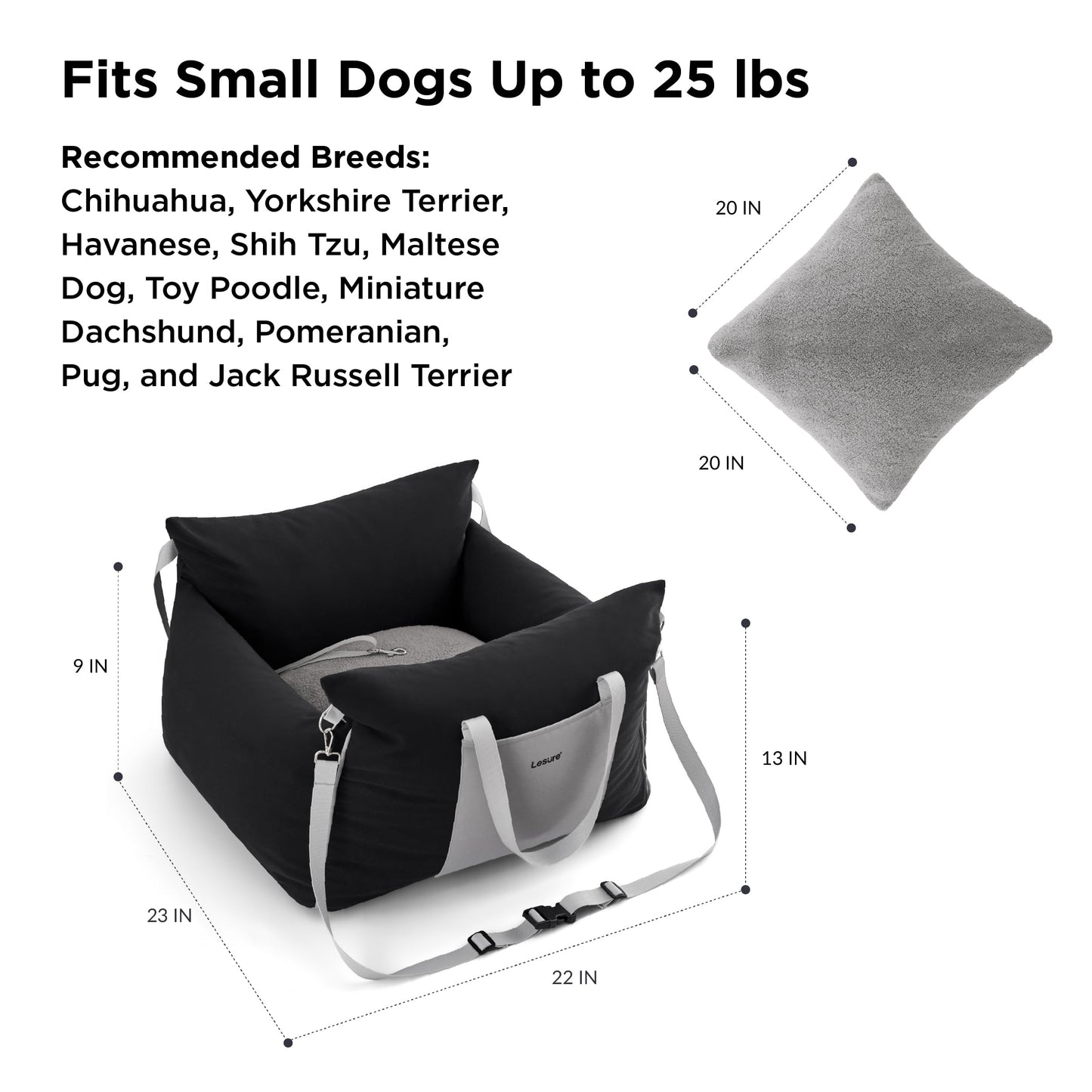 Lesure Small Dog Car Seat for Small Dogs Waterproof Dog Booster Seat