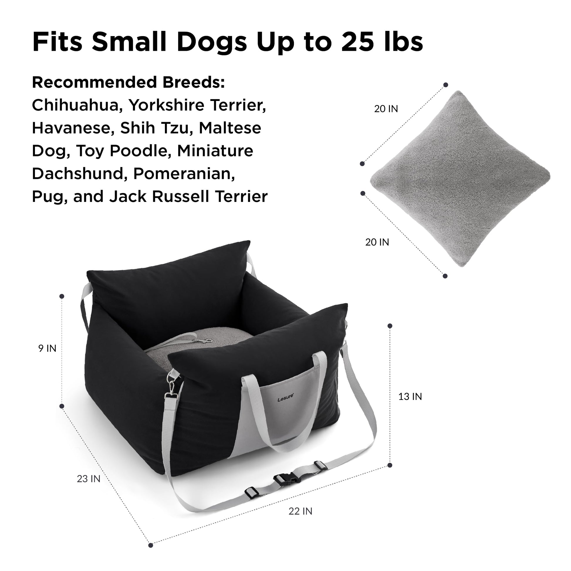 Lesure Small Dog Car Seat for Small Dogs Waterproof Dog Booster Seat