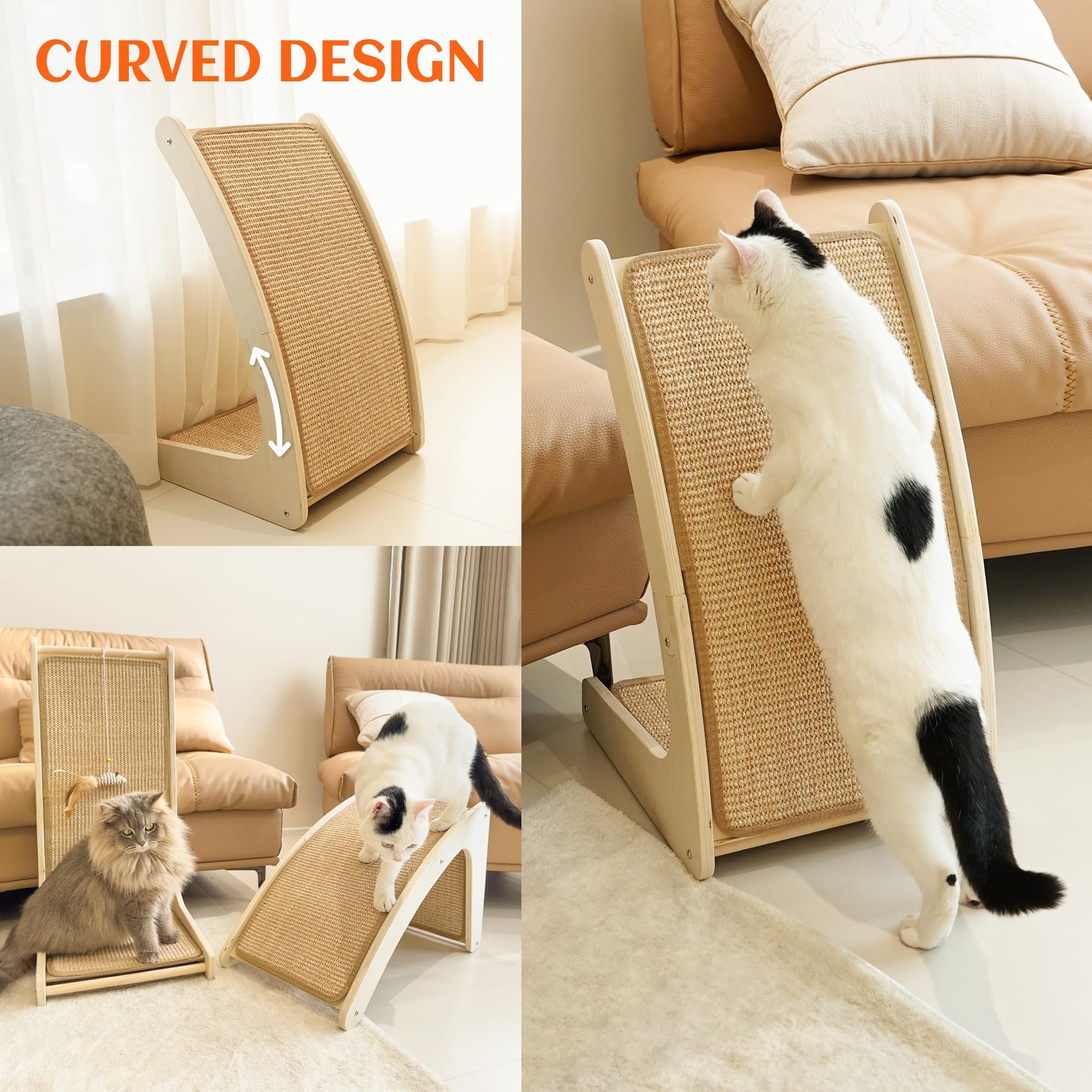 PETKARAY Cat Scratcher, Sisal Cat Scratch Pad, Curved Scratching Board