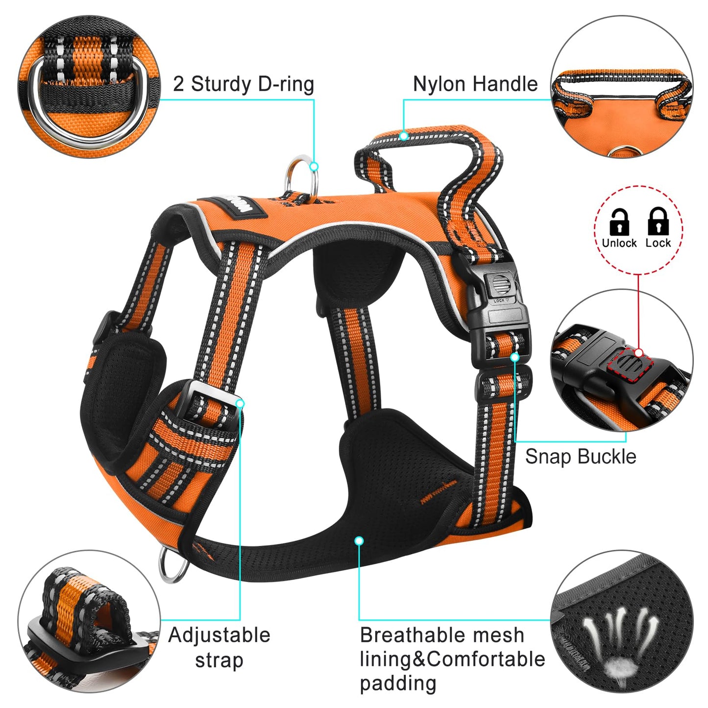 WINSEE Dog Harness No Pull, Pet Harnesses with Dog Collar, Collar