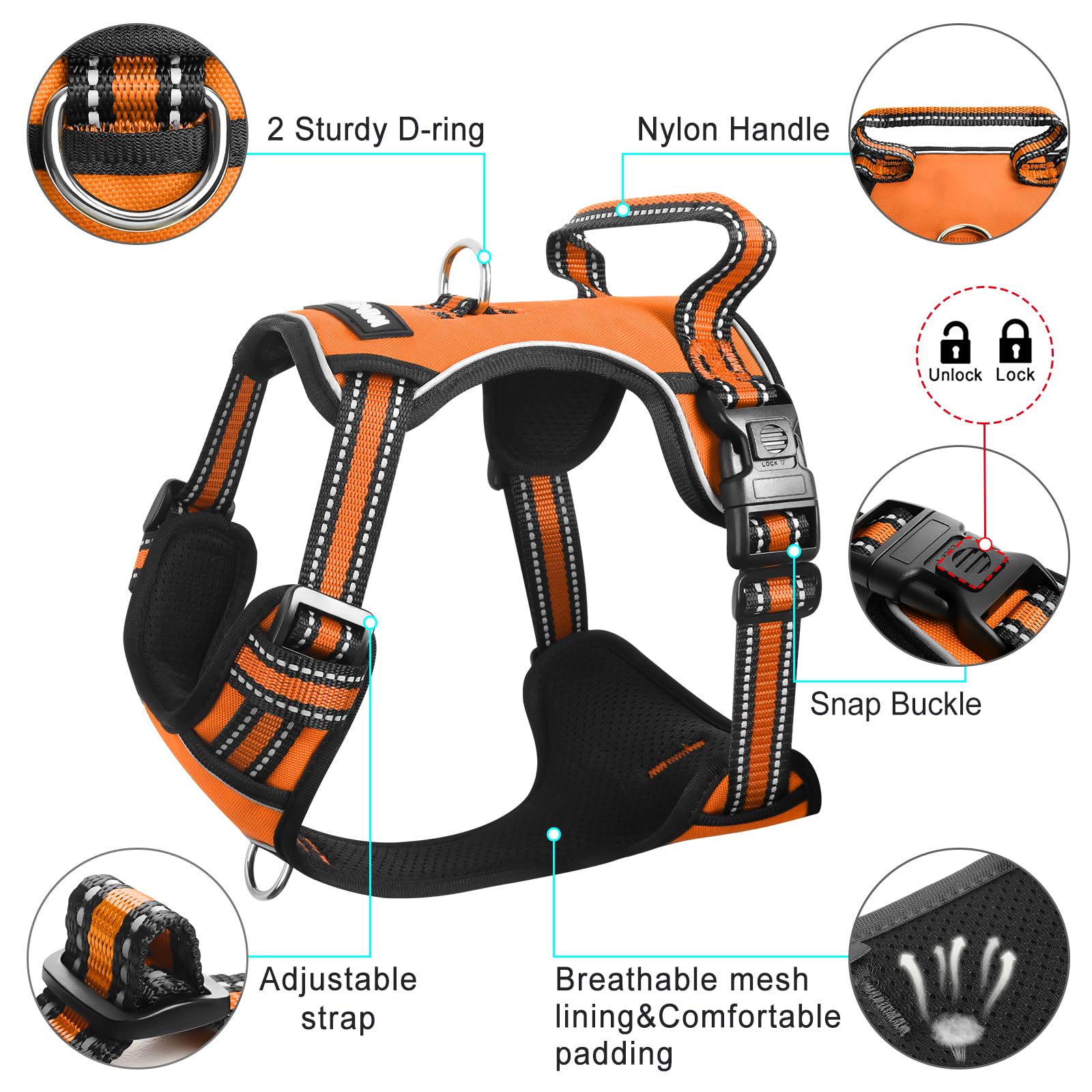 WINSEE Dog Harness No Pull, Pet Harnesses with Dog Collar, Collar