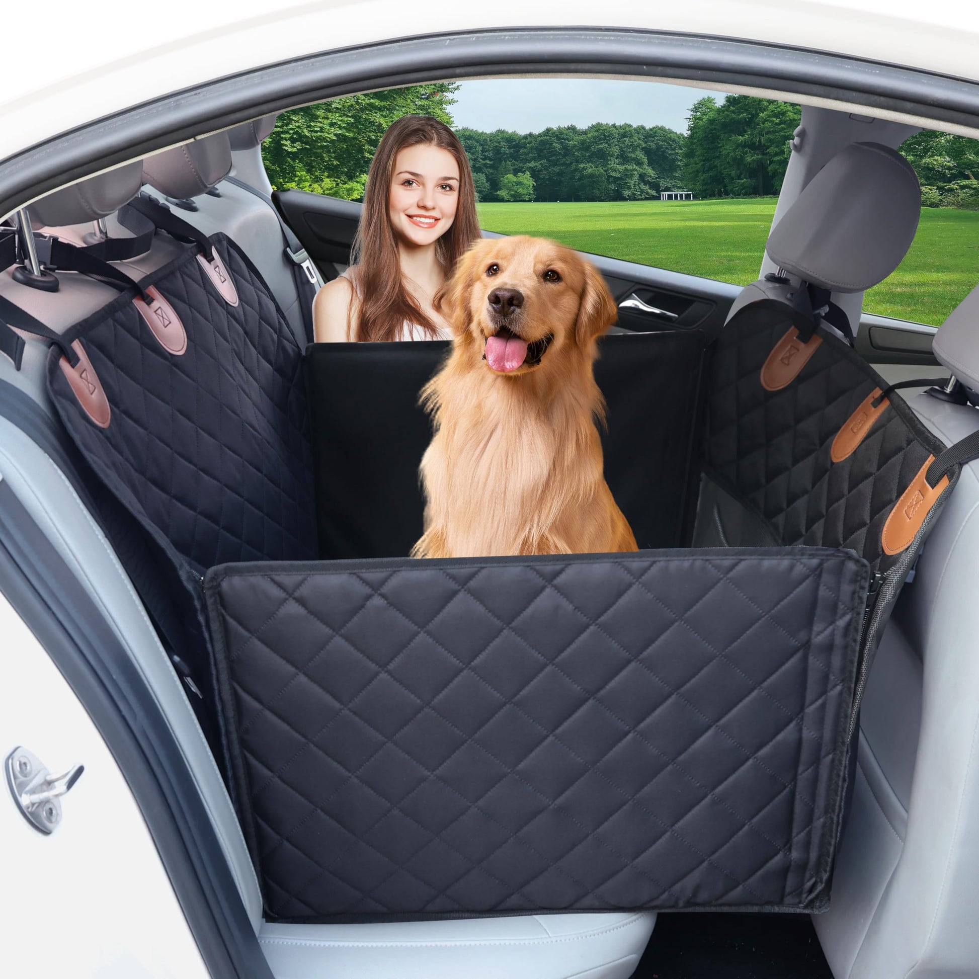 Paw Jamboree Large Dog Car Seat Cover for Back Seat Half Dog Hammock
