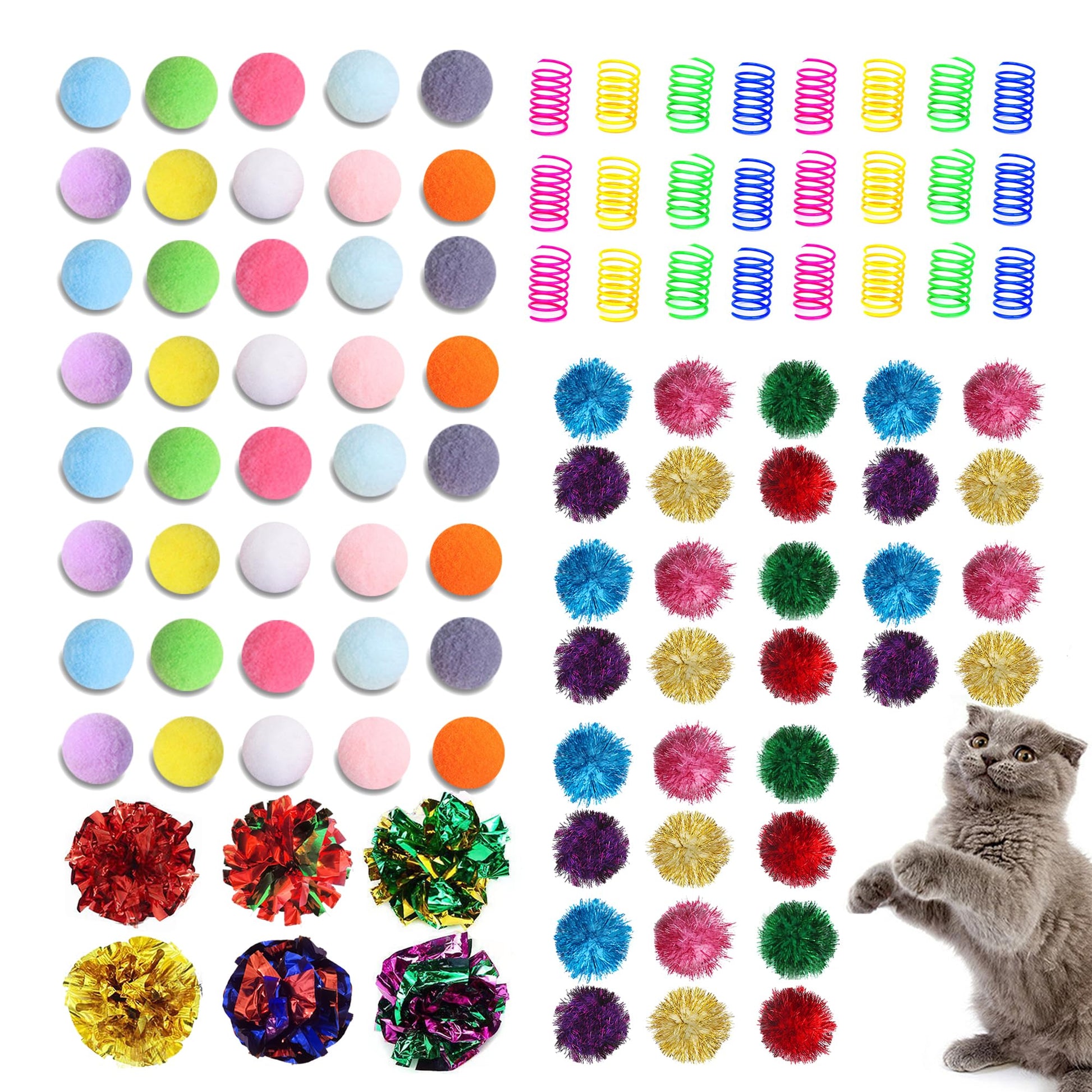 POSAPET Cat Toys Assortment Interactive Kitten Toy Bundle with Balls