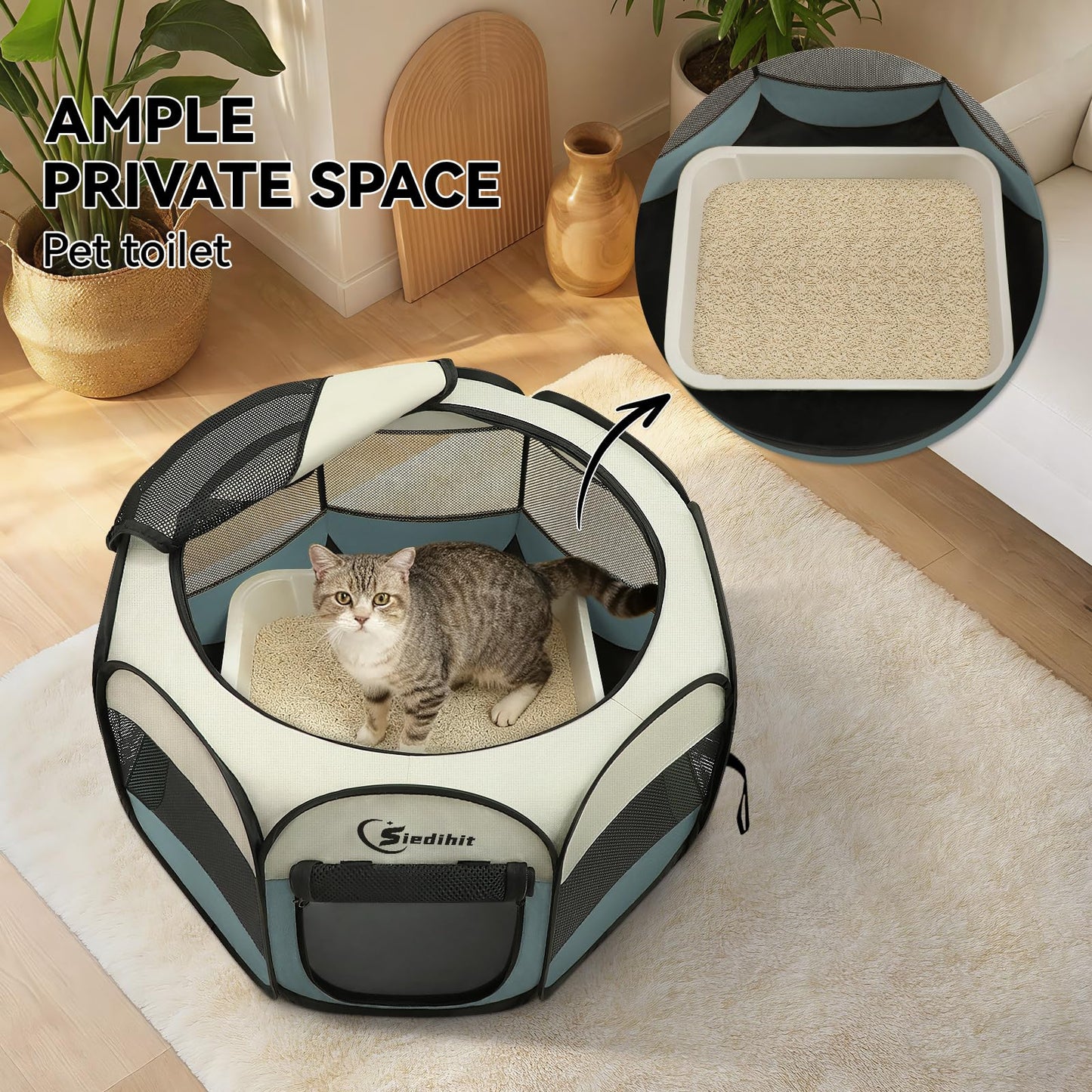 Siedihit Dog Cat Playpen, Puppy Pet Playpen Indoor for Small Dog Crate