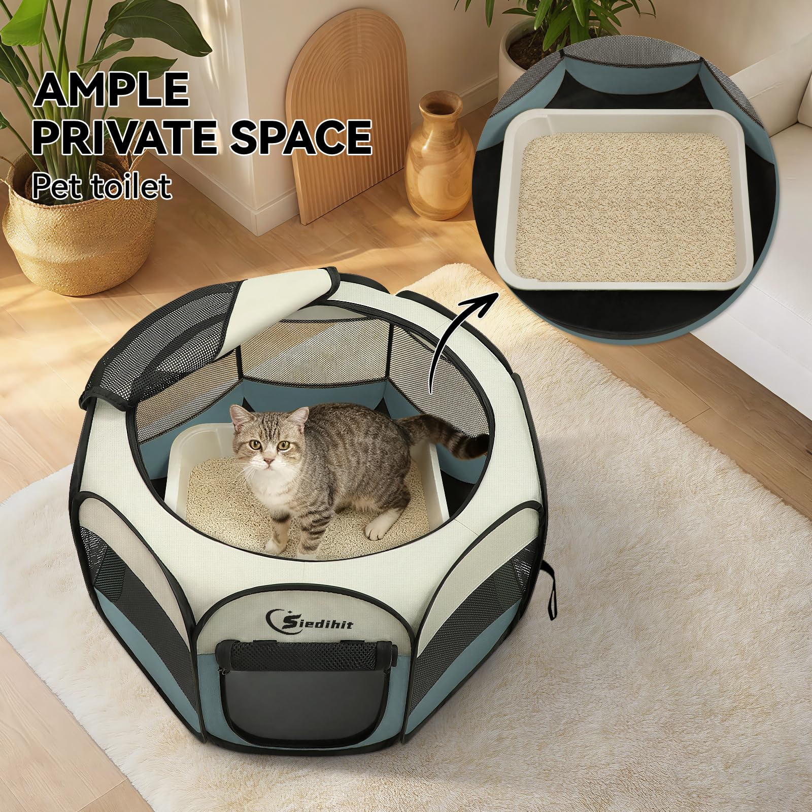 Siedihit Dog Cat Playpen, Puppy Pet Playpen Indoor for Small Dog Crate