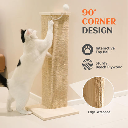PETKARAY Couch Corner Cat Scratcher, 28'' Corner Wall Furniture