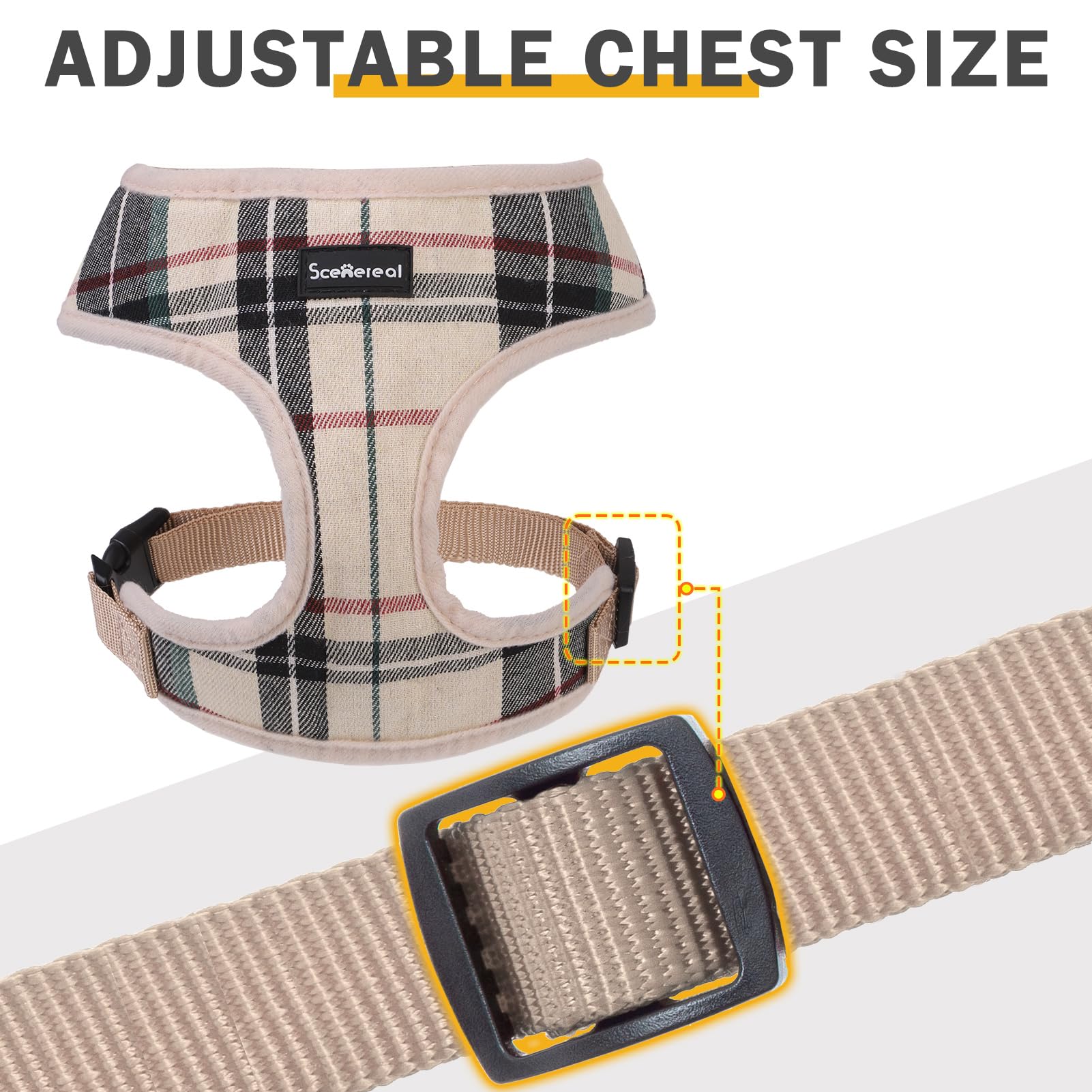 SCENEREAL No Pull Small Dog Harness Collar and Leash Set, Soft Collar