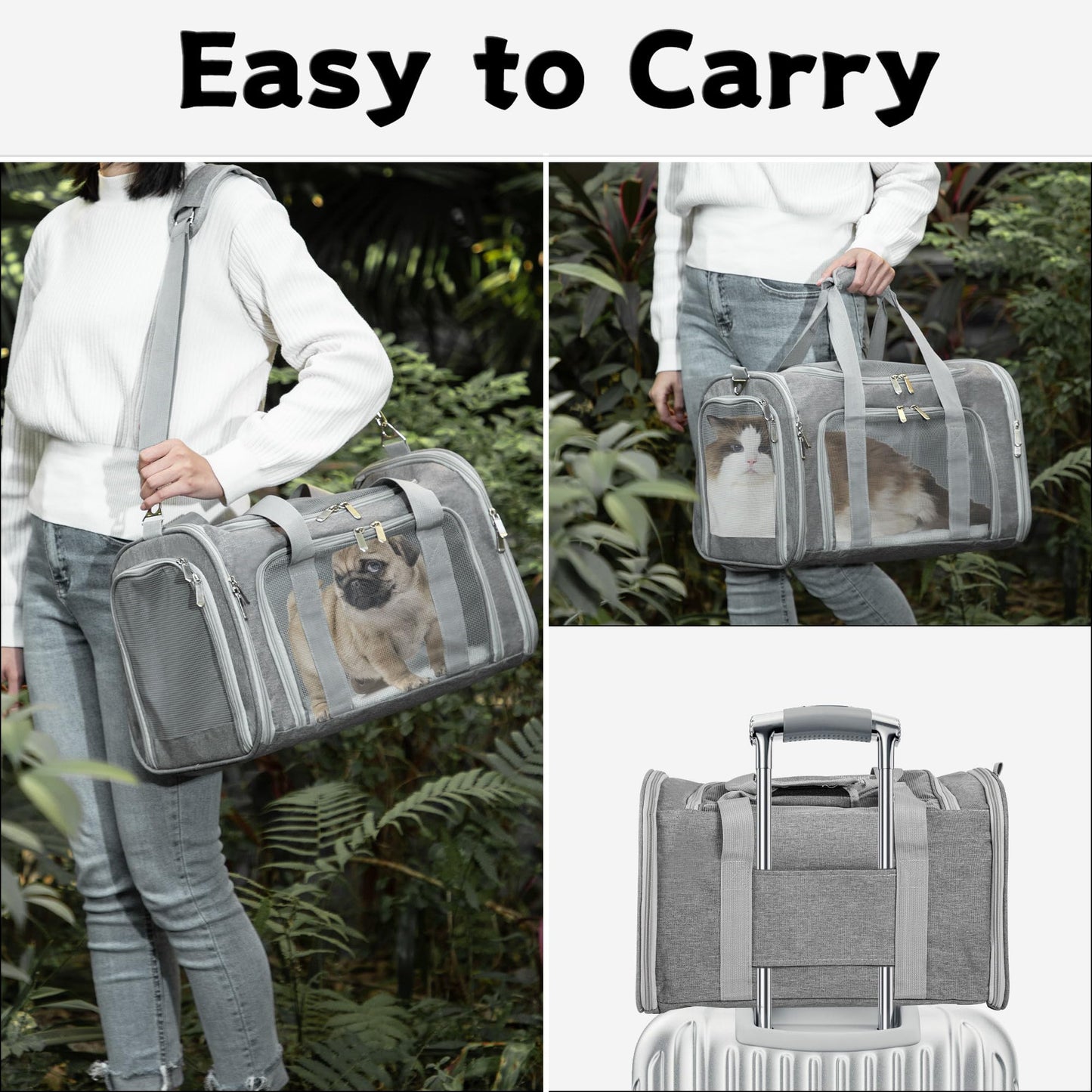 Soft-Sided Cat/Dog/Pet Carrier, Collapsible Pets Travel Carriers