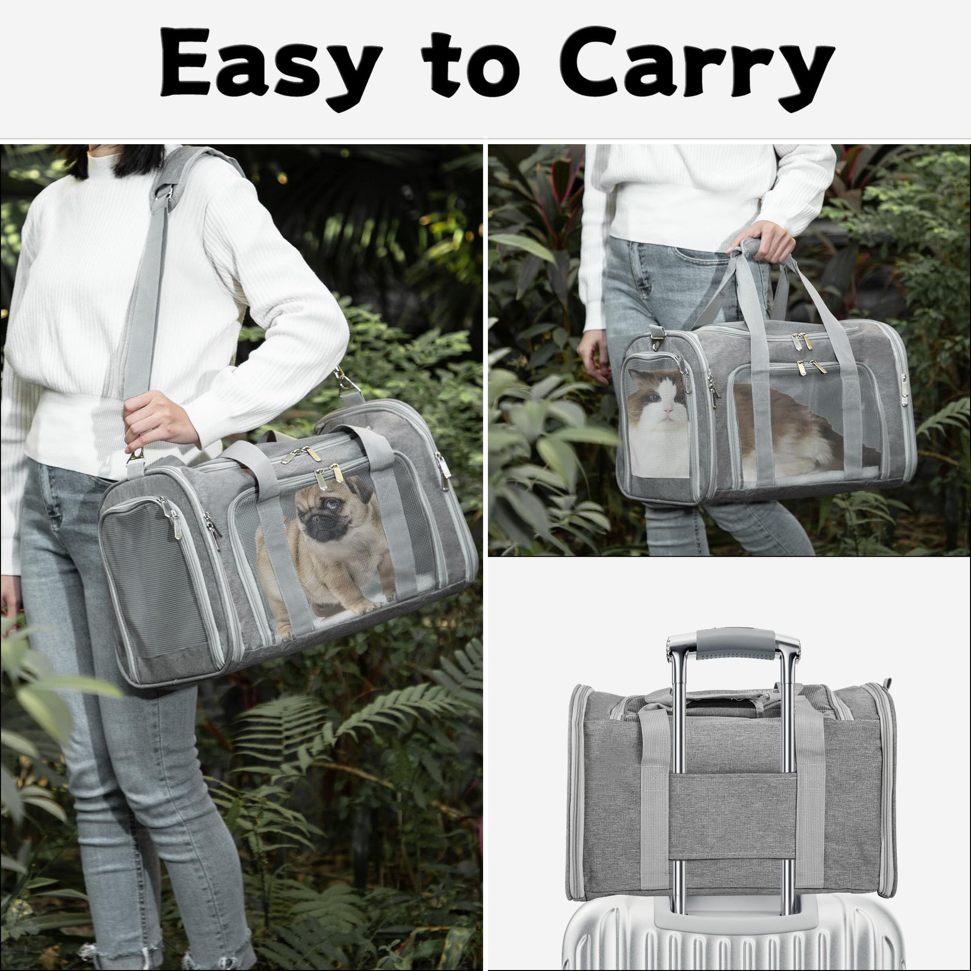 Soft-Sided Cat/Dog/Pet Carrier, Collapsible Pets Travel Carriers