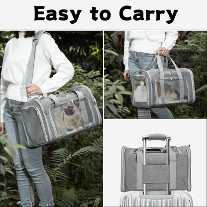 Soft-Sided Cat/Dog/Pet Carrier, Collapsible Pets Travel Carriers
