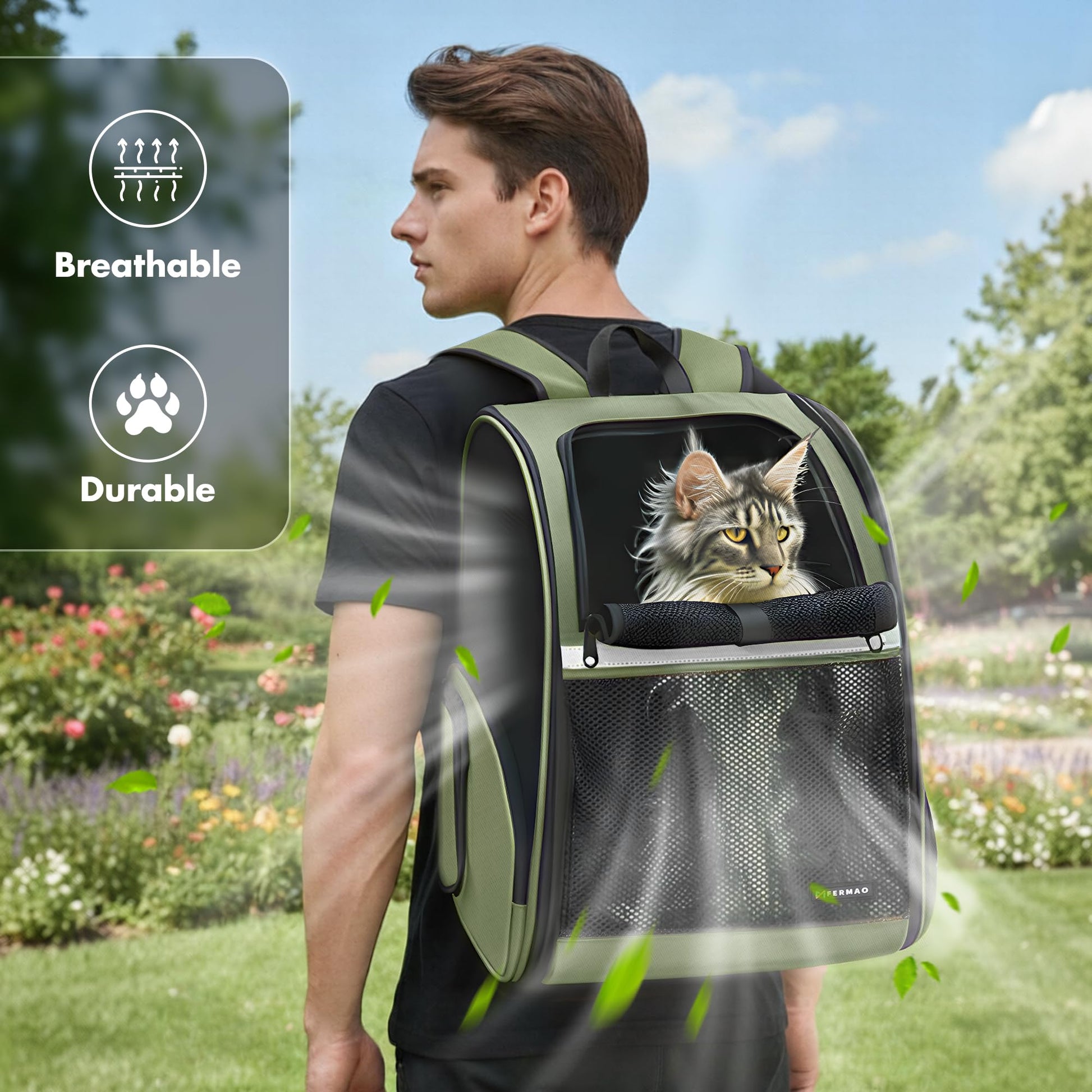 FERMAO Pet Backpack Carrier, Large Cat Carrier Backpack Up Carrier