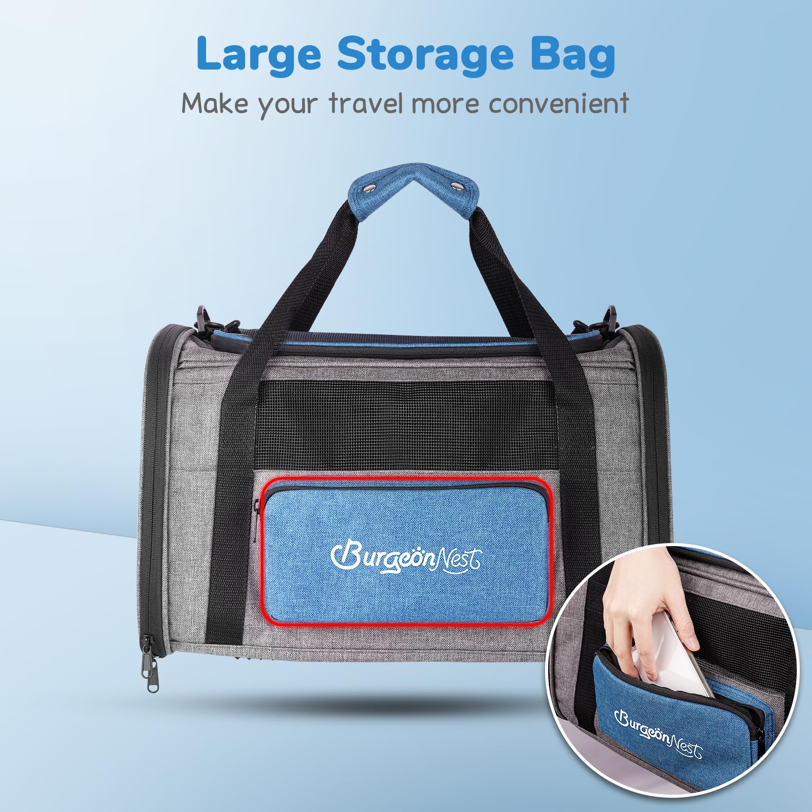 BurgeonNest Cat Carrier, Airline Approved Dog Carrier, Soft Sided Bag