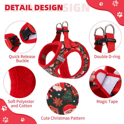 KOOLTAIL Christmas Dog Harness for Small Medium Dogs,Dog Harness