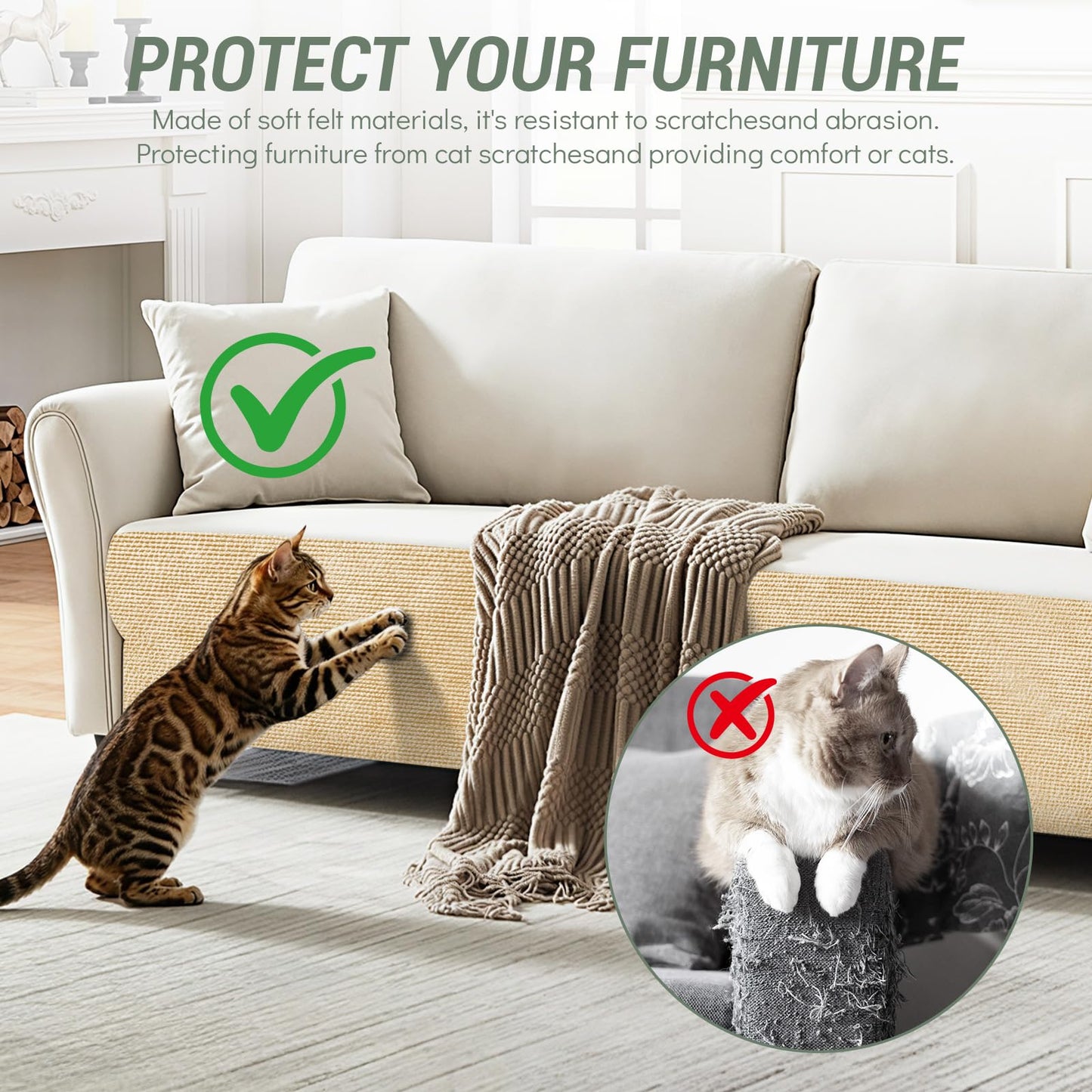 Cat Wall Scratcher Mat, Anti Cats Scratch Furniture Couch Carpet Mat