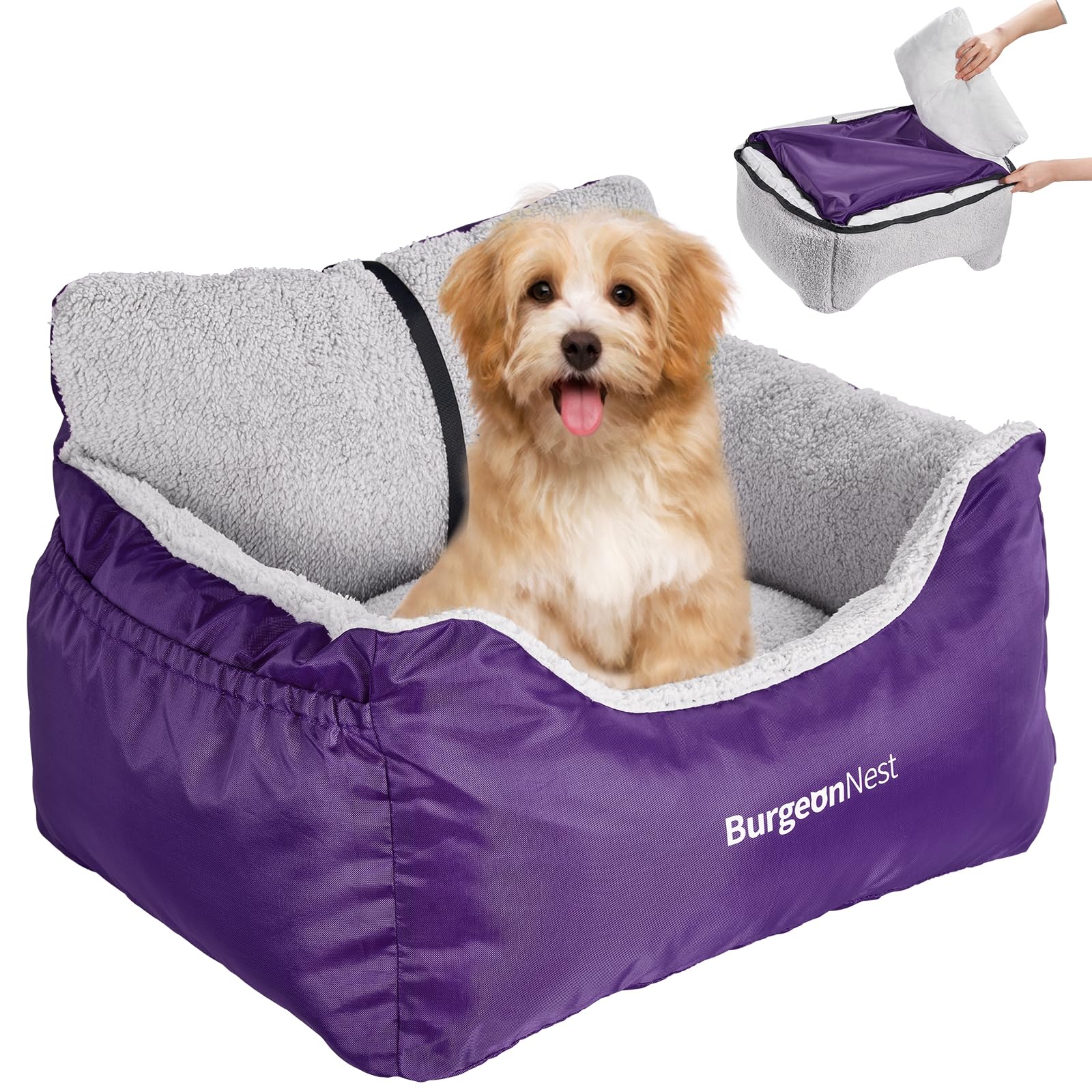 BurgeonNest Dog Car Seat for Small Dogs, Fully Detachable and Carrier