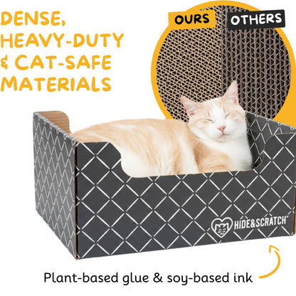 Hide Scratch Cardboard Cat Scratcher Box Bed Diamond, Double-Sided Pad