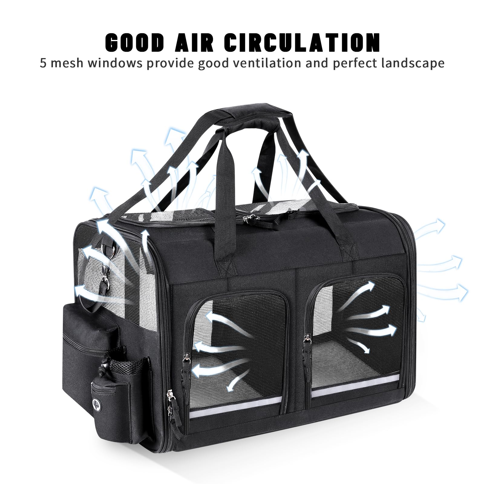 Groxkox Cat Carrier for 2 Cats, Foldable Double Cat and Dog Carrier