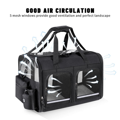Groxkox Cat Carrier for 2 Cats, Foldable Double Cat and Dog Carrier