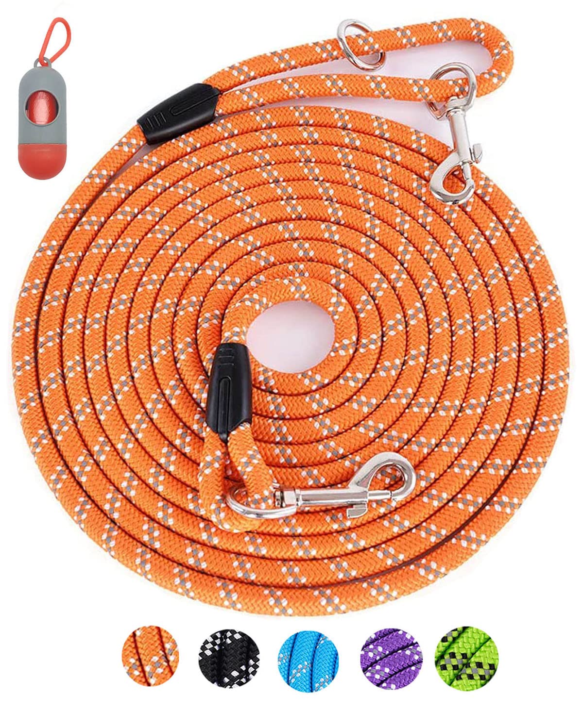 Extra Long Dog Leash for Dog Training, Reflective Threads Check Lead