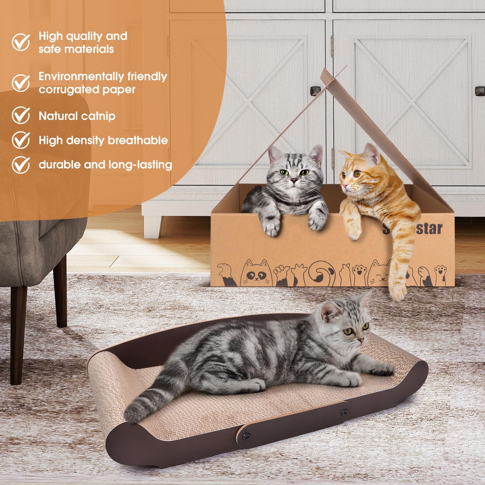 27.6'' Cardboard Cat Scratcher Bed Extra Large Scratching Couch Wand
