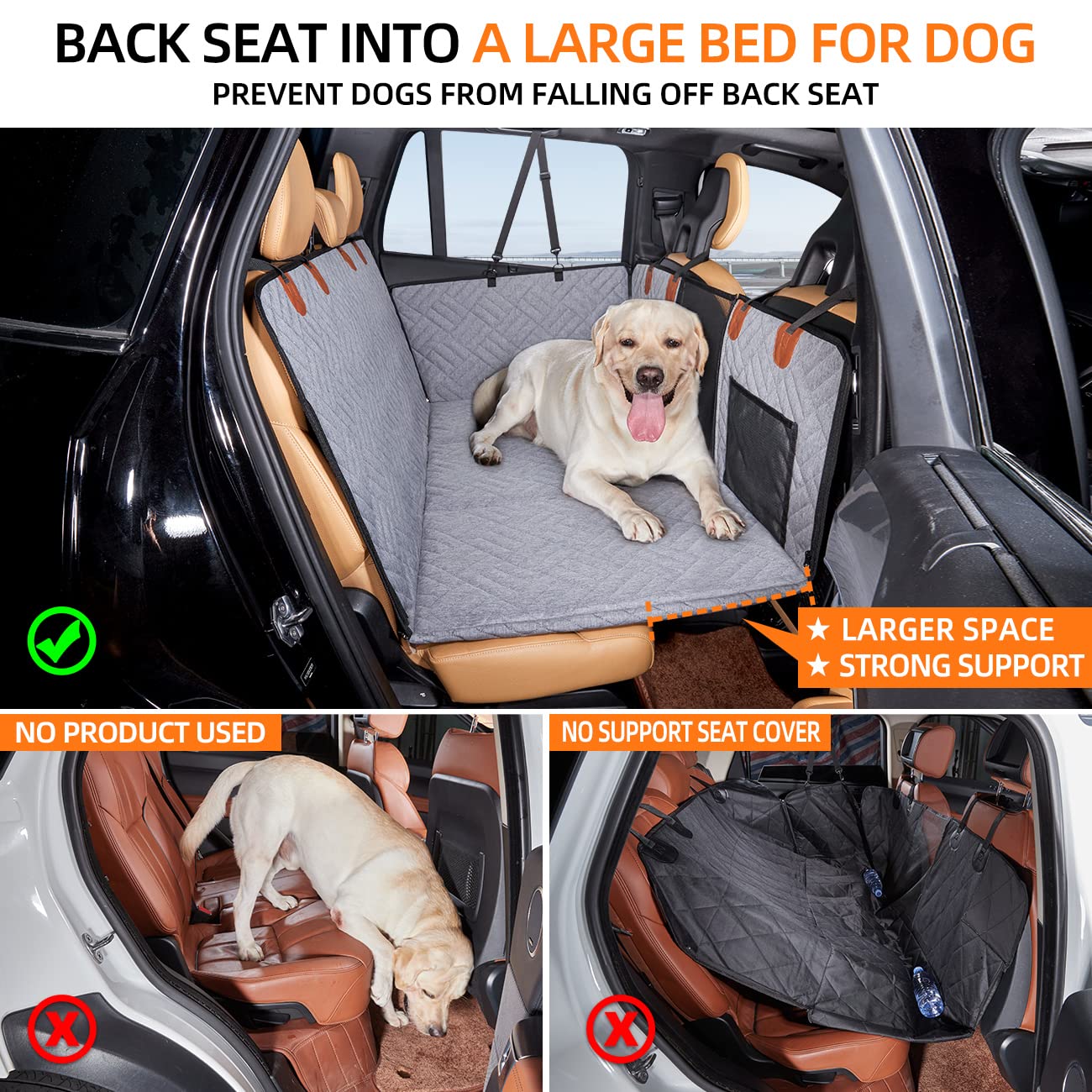YJGF Back Seat Extender,Dog Seat Cover for Back Seat,Hard Bottom Seat