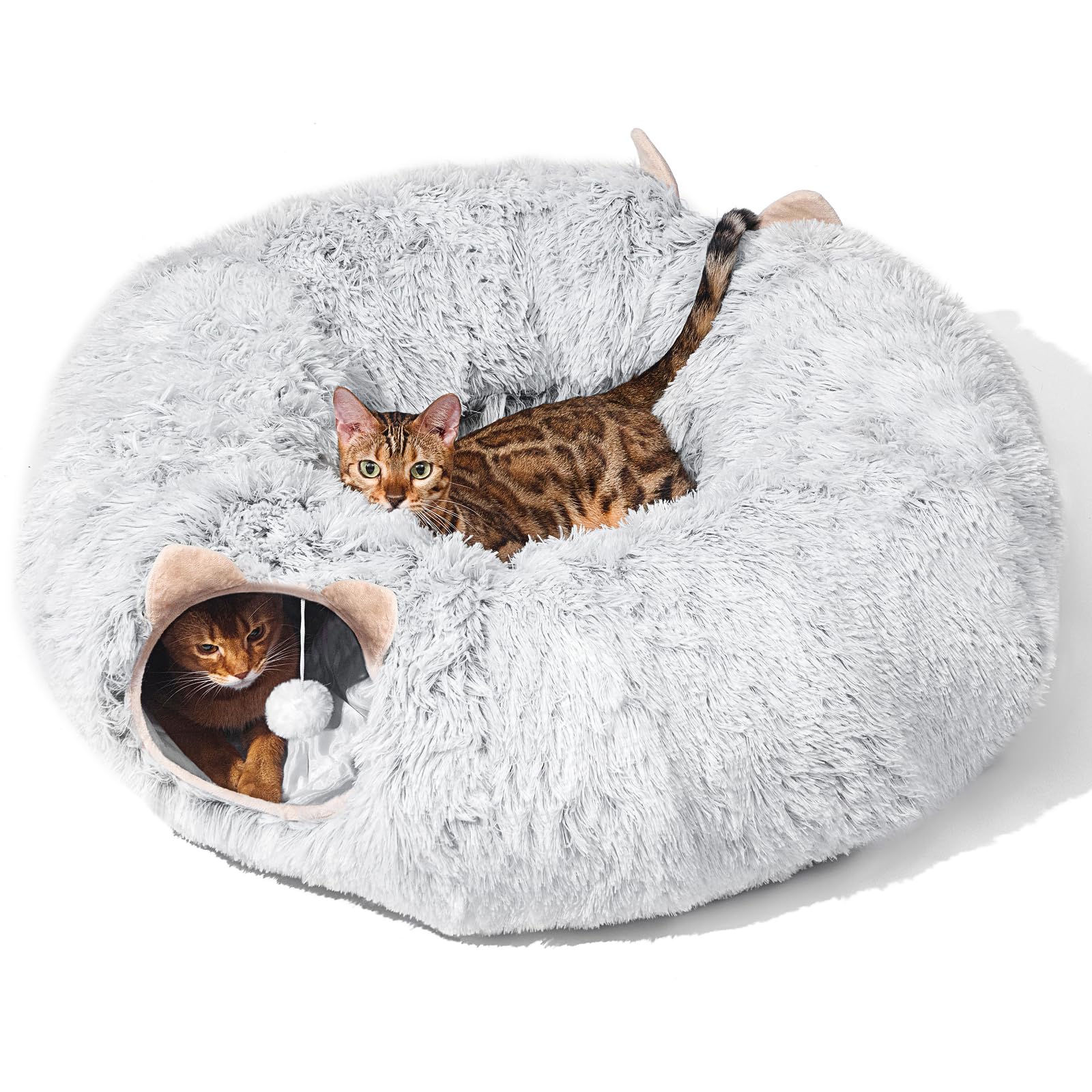 Cat Tunnel with Cat Bed for Indoor Cats, Under Christmas Tree Bed