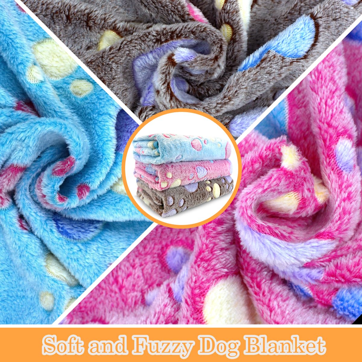 Dog Blankets for Small Dogs and Puppies, 3 Pack Washable Pet Crate