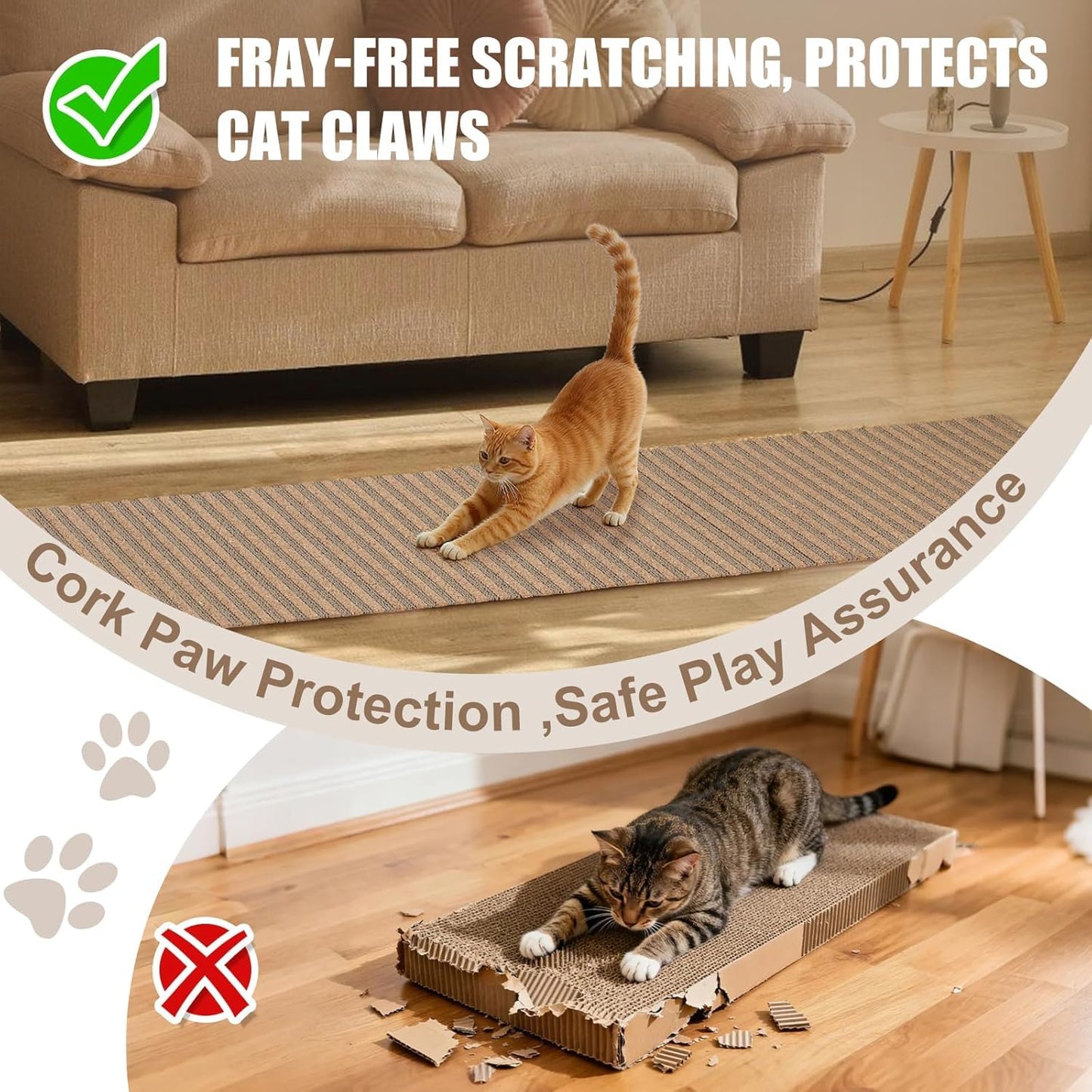Natural Cork-Cat Scratch mat-Cat Scratch Pad Rug-cat Couch