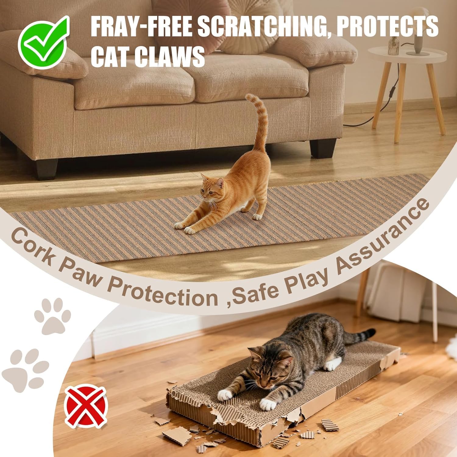 Natural Cork-Cat Scratch mat-Cat Scratch Pad Rug-cat Couch
