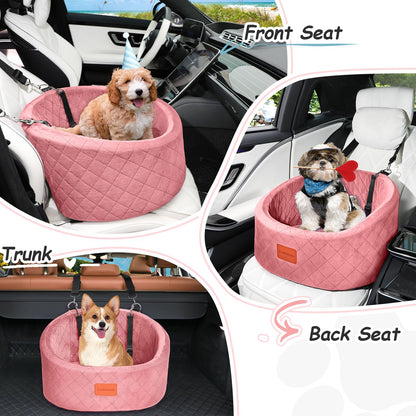 Lealchum Dog Car Seat for Small Dogs Up to ,Ultra Soft Fabric Seat