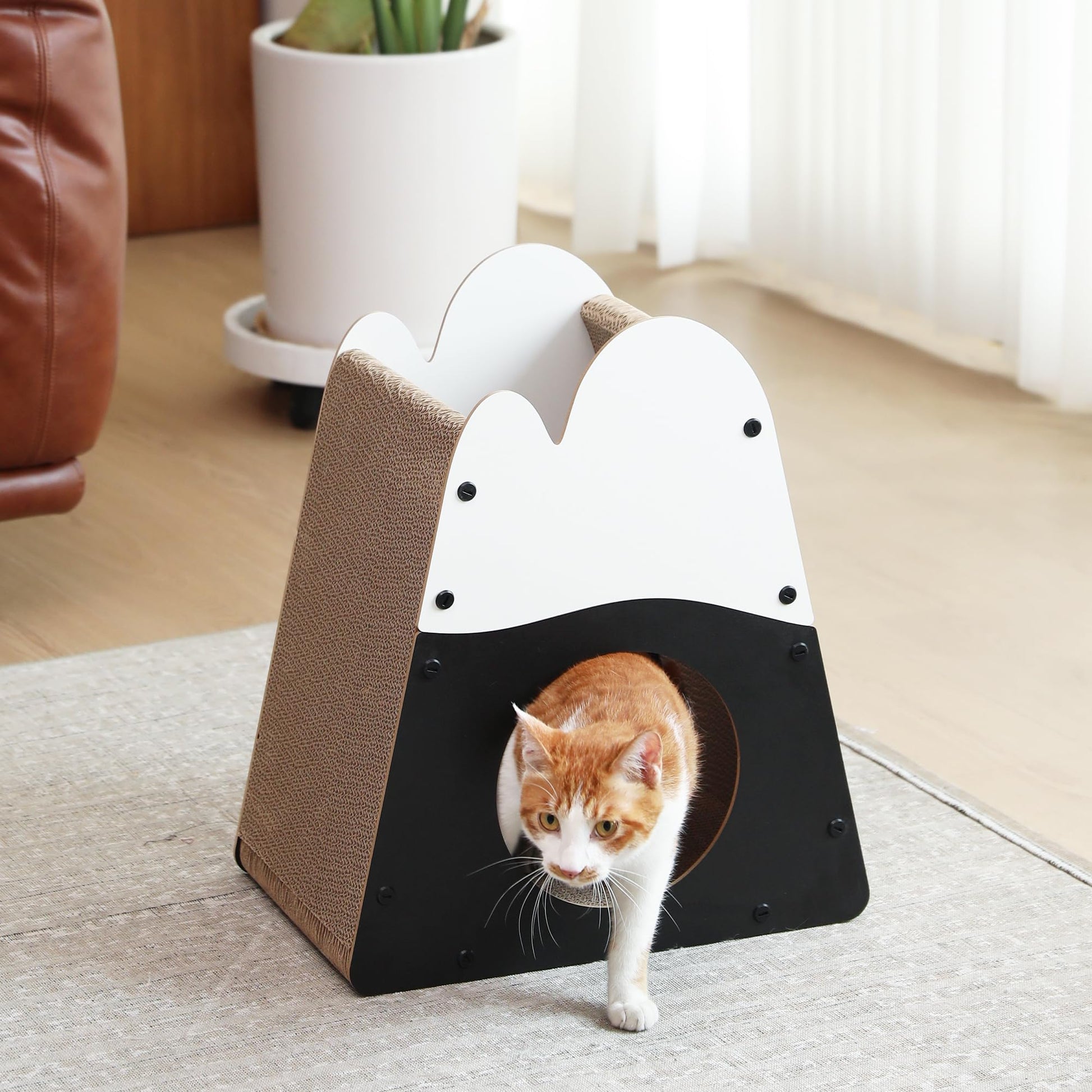 FUKUMARU Cat Scratcher House, Cozy Cardboard Cat Scratcher, House