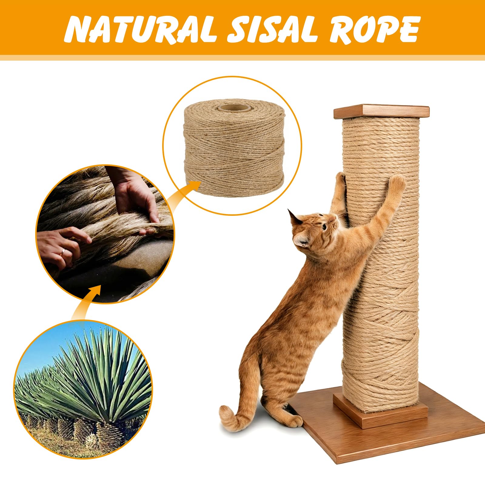 Natural Sisal Rope for Cat Scratcher, 1/ x Cat Rope, Heavy Scratcher