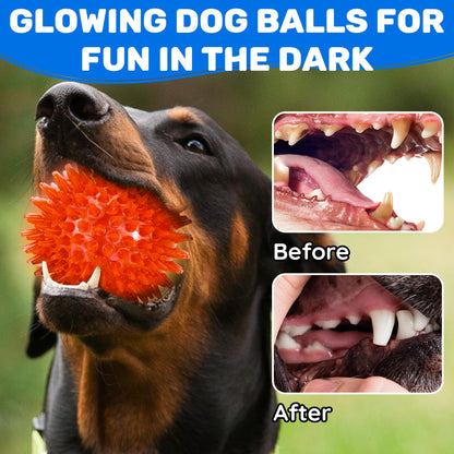 Ousiya 6 Pack 3.5" Up Squeaky Dog Toy Balls, Spiky Dog Balls