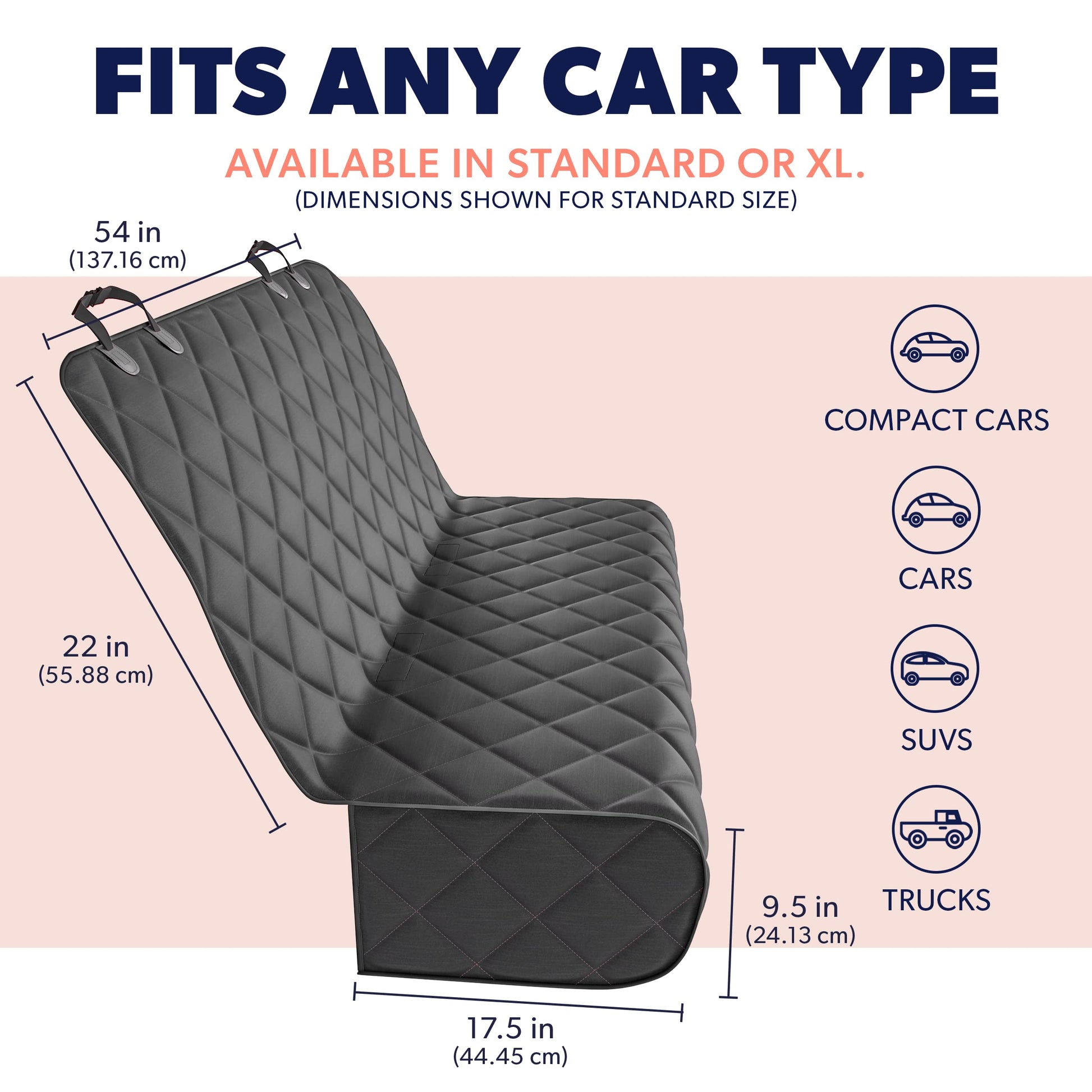 Active Pets Car Rear Seat Cover for Dogs, Durable Waterproof Seat