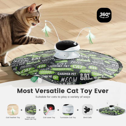 Interactive 5in1 Cat Toys Chargeable,Moving Feather,laser Toys