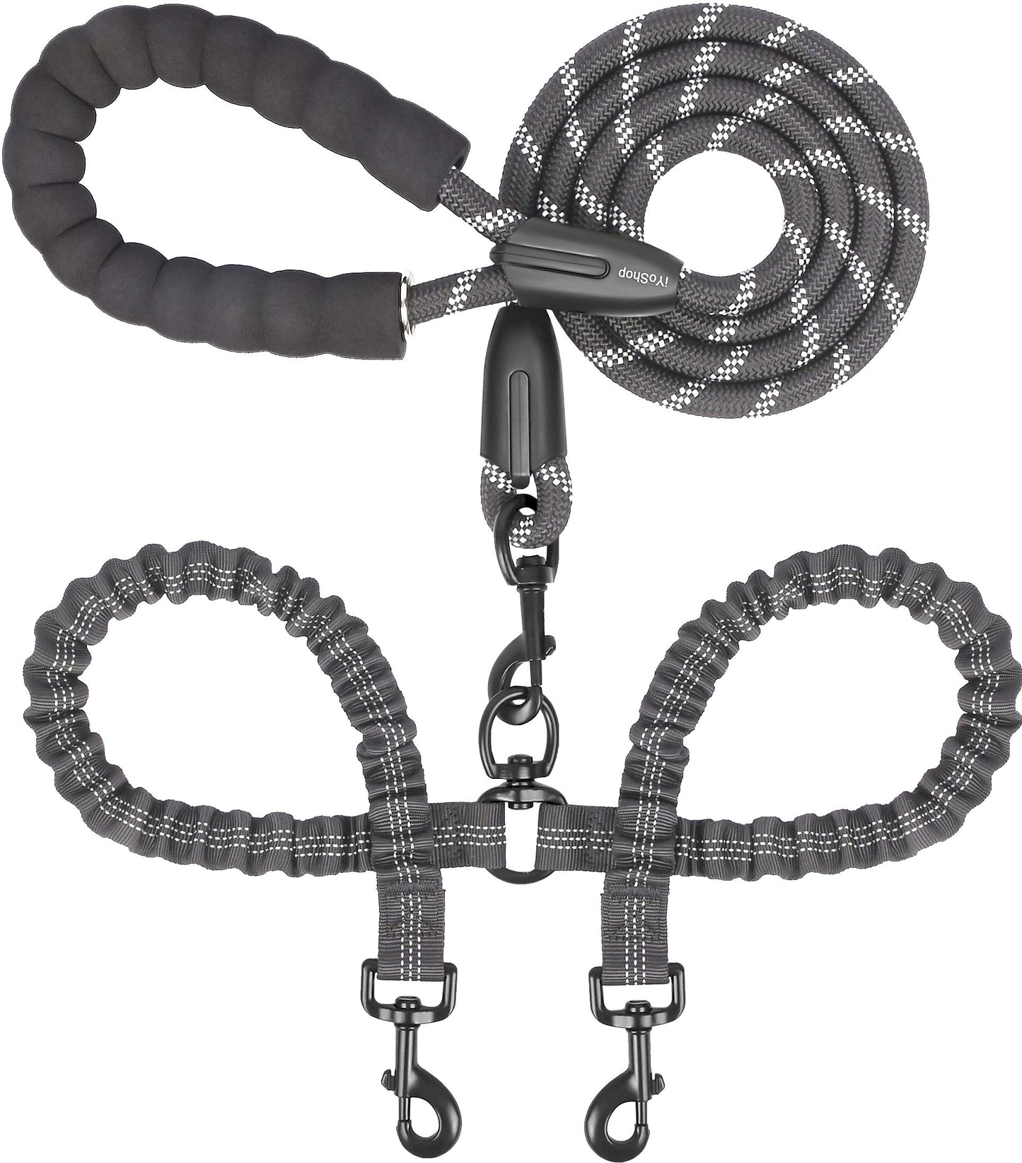 iYoShop Dual Dog Leash 360° Swivel, No Tangle Walking Leash with Leash