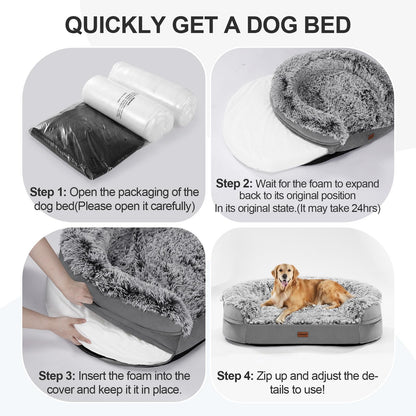 iweepet Thickened Orthopedic Dog Beds for Extra Large Dogs, Fluffy Bed