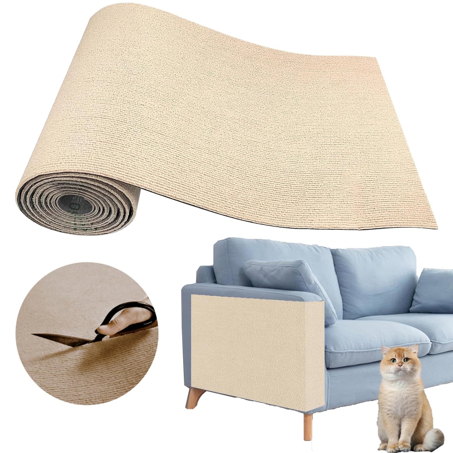 Cat Scratching Carpet Mat, Self-Adhesive Trimmable Cat Climbing Post