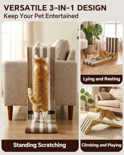 AETHERPAW Cat Scratcher, L-Shaped 23.7" Tall Cardboard Scratching Ball