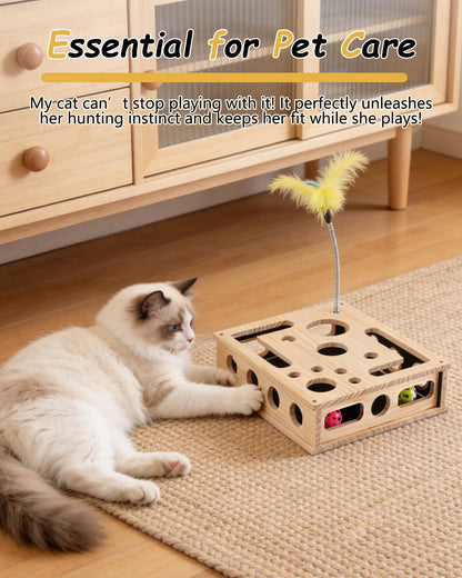 Cat Toys for Indoor Cats Interactive Box Puzzle Toy Nail Scratcher