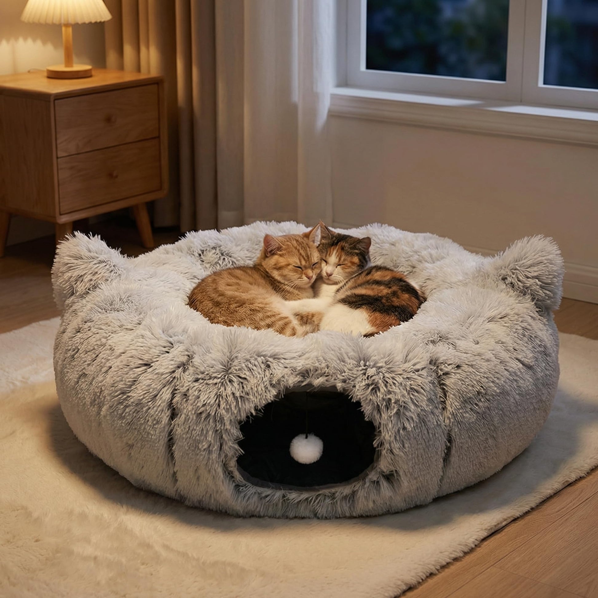 3-in-1 Cat Tunnel Bed Cat Tunnels Cat Beds for Indoor Cats with Bed