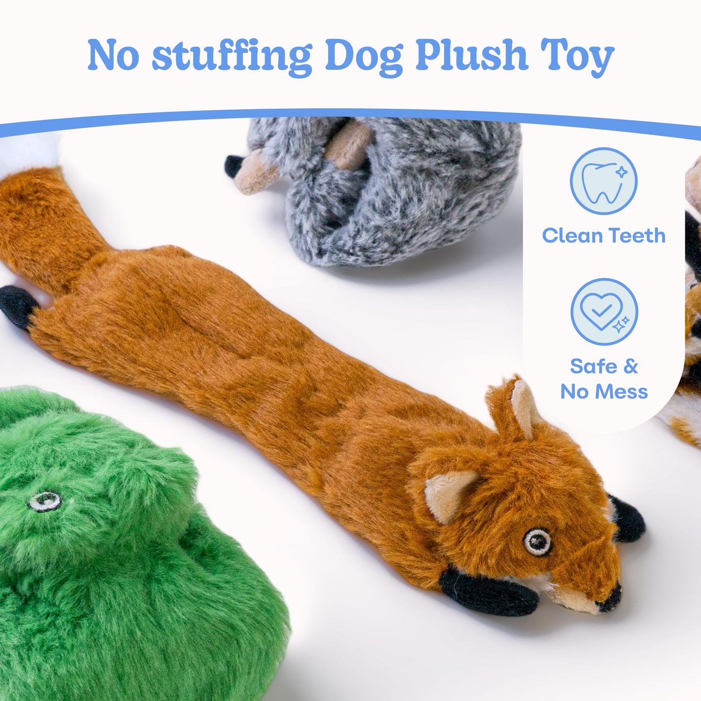SHARLOVY Dog Squeaky Toys No Stuffing 5 Pack, Plush Crinkle Dog Toys