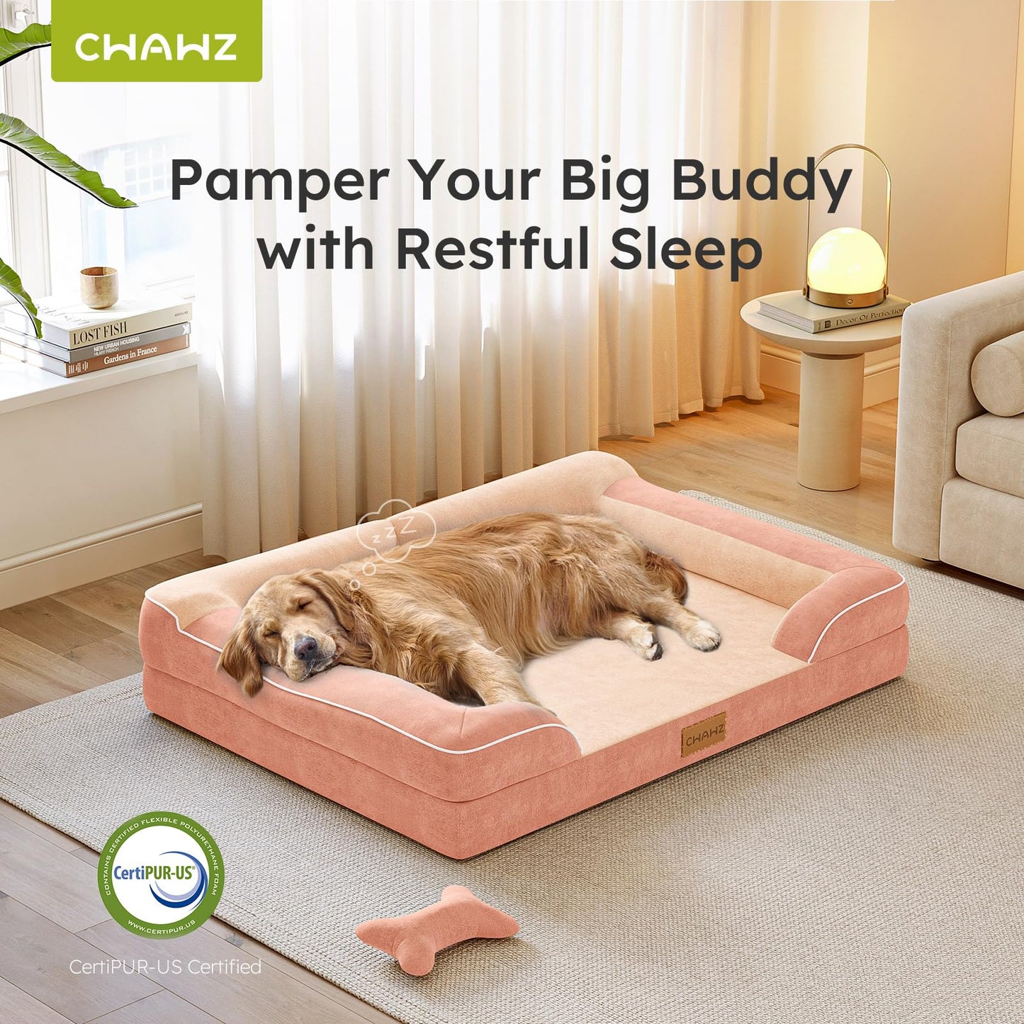 CWAWZ Extra Large Dog Bed, Orthopedic Dog Bed with Cooling Gel Bed