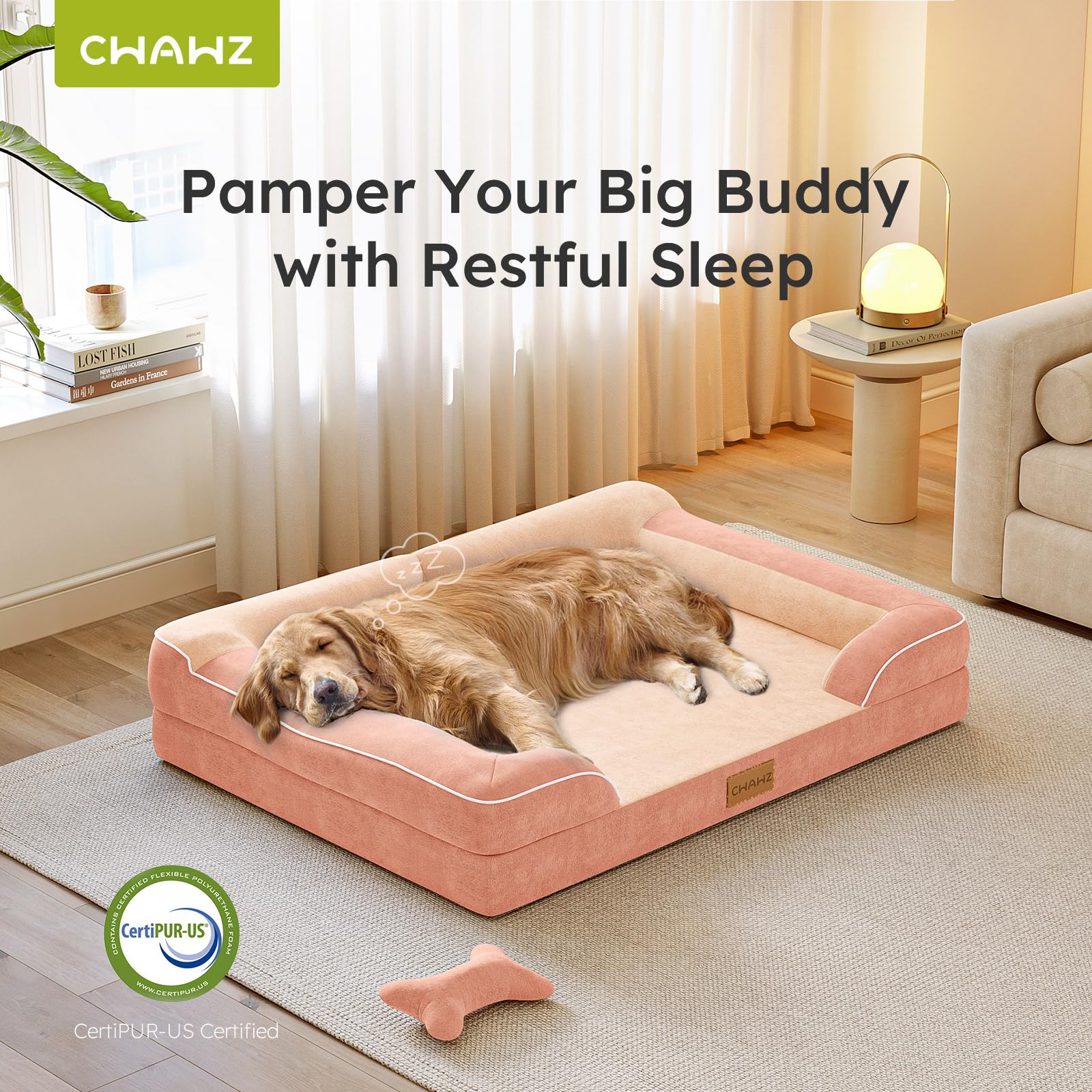CWAWZ Extra Large Dog Bed, Orthopedic Dog Bed with Cooling Gel Bed