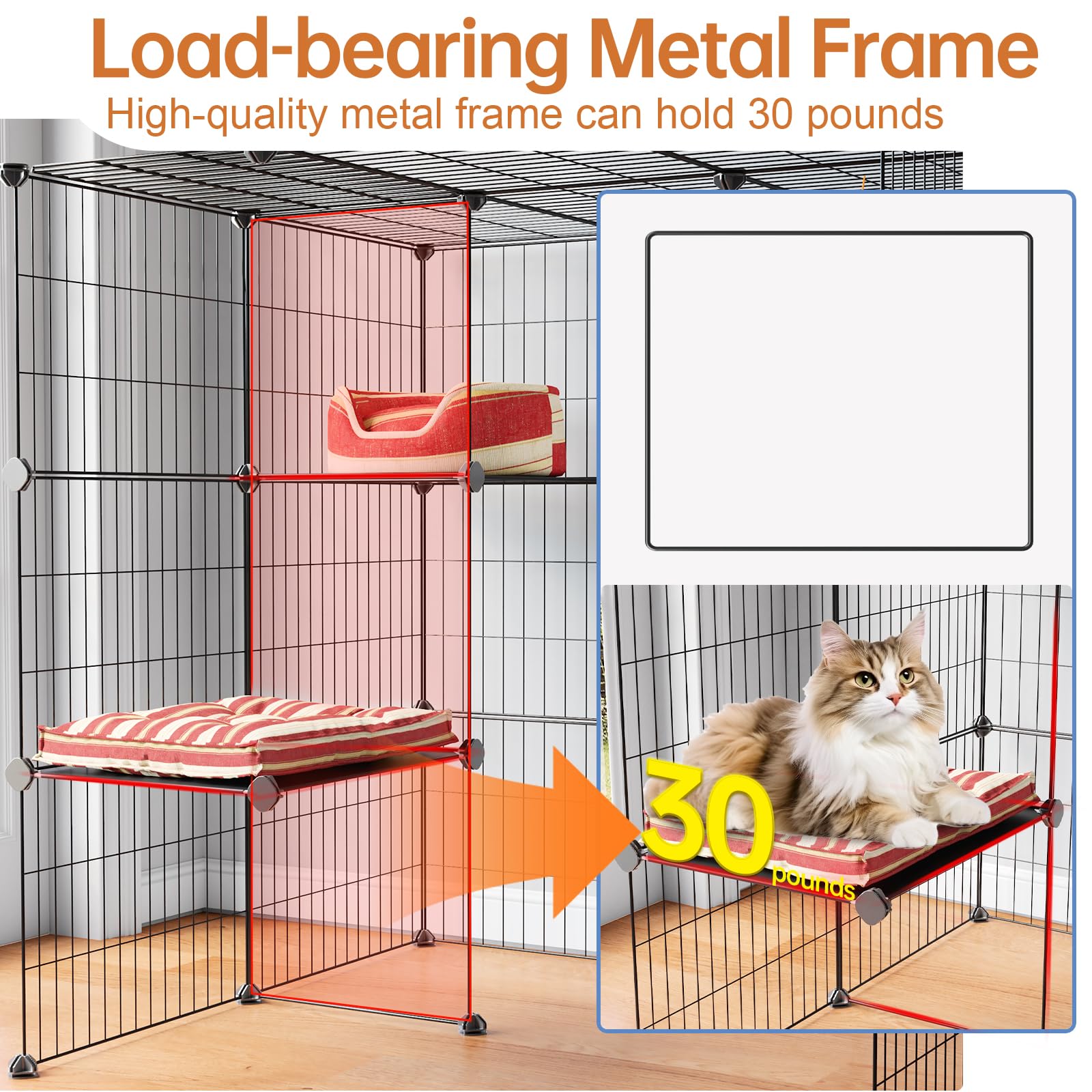 Oneluck 3-Tier Cat Cages Indoor Enclosure DIY Cat Playpen Enclosure