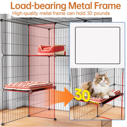 Oneluck 3-Tier Cat Cages Indoor Enclosure DIY Cat Playpen Enclosure