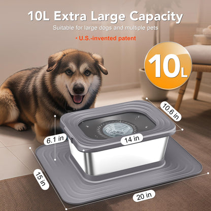 Decflow Stainless Steel Dog Water Bowl, No Spill Anti-Splash Dog Mat